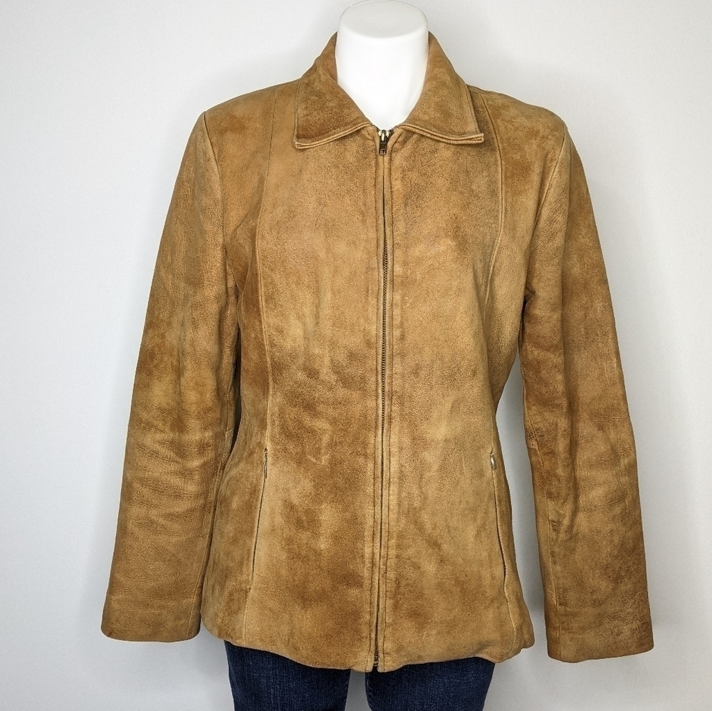 Columbia tan leather distressed style jacket S